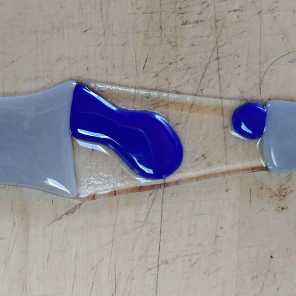 Handmade Fused Glass Blue/Grey Lava Lamp Suncatcher - Picture 8 of 8
